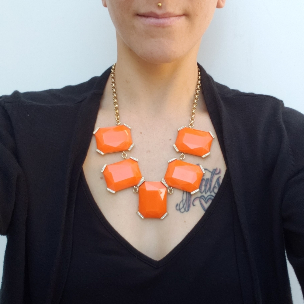 Banana Republic Statement Necklace Gold Orange